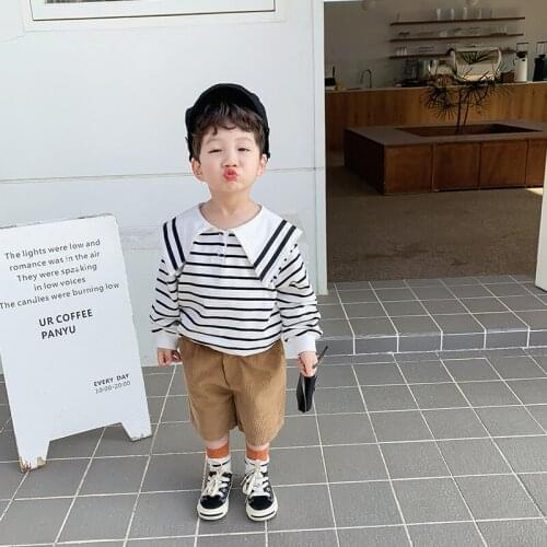 Black Blue Stripe Spring Autumn Boys Sweatshirts Jacket Coat Kids Outwear Teenager Tops Children Clothes Cotton High Quality