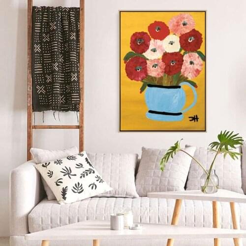 Peony Flowers Home Decoration Poster and Print High Quality Oil Canvas Painting for Living Room Wall Art Office Artwork Red Pink