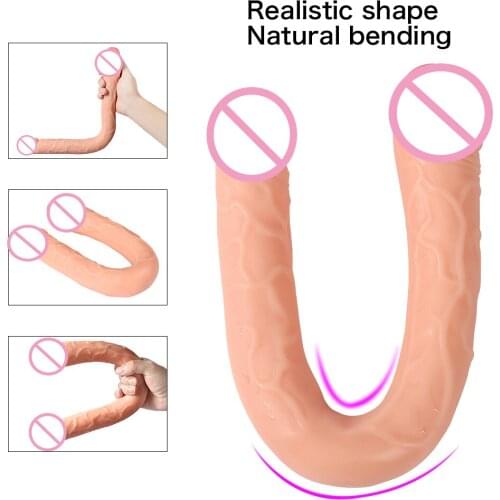HOWOSEX 46*4CM soft double dildo realistic lesbian anal butt long dildo flexible fake penis double ended dildo for women gay