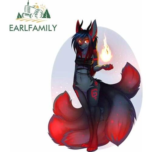EARLFAMILY 13cm x 9.3cm for Nine Tails Fox Motorcycle Decal Car Bumper Window Stickers Vinyl Car Wrap Fashion Occlusion Scratch