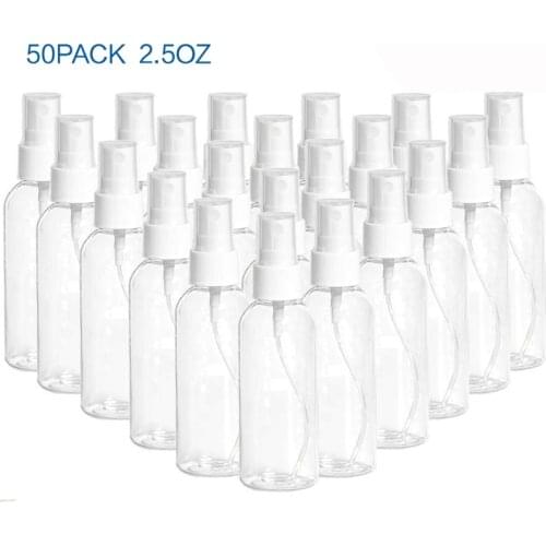 50PCS 75Ml/2.5OZ Mist Spray Bottle Premium Transparent Empty Refillable Cosmetic Container Perfume Atomizer mini DIY Crafts Pump