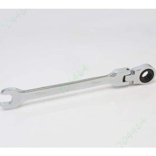 Dual use 10mm 6" 180 degree Flex Flexible Head Spanner Ratcheting Ratchet Wrench