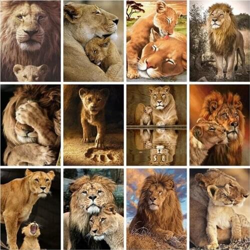 African Wild Animals Lions Family Canvas Painting Poster and Prints Wall Art Picture for Living Room Home Aisle Decoration