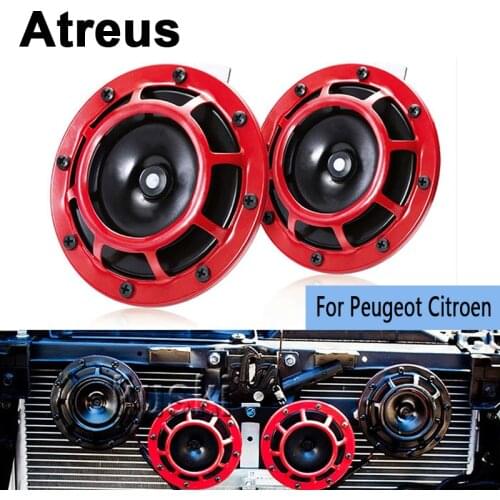 Atreus Car Styling Red Electric Blast Tone Horn Kit For Peugeot 307 206 308 407 207 2008 3008 508 406 208 Citroen C4 C5 C3 C2