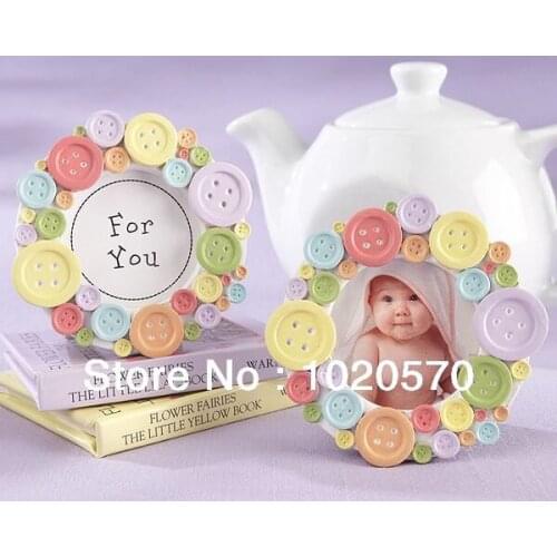 Hot sell factory price Baby Shower Favors Mini Lovely Button Baby Photo Frame Card Holder Wedding Favor 100pcs/lot Free Shipping