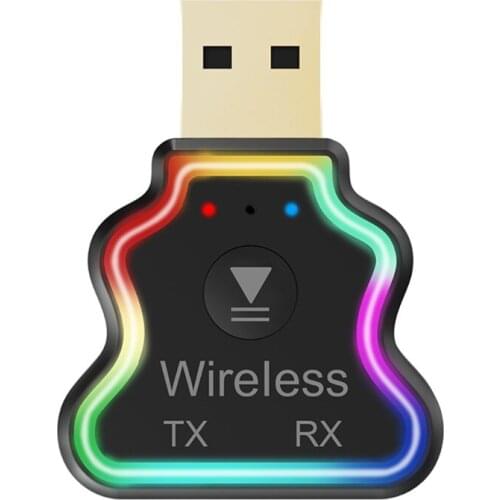 M10 Transmitter Receiver Adapter Bluetooth-compatible 5.0Wireless Audio Adapter With Colorful Light Car Hands-Free Call Dropship