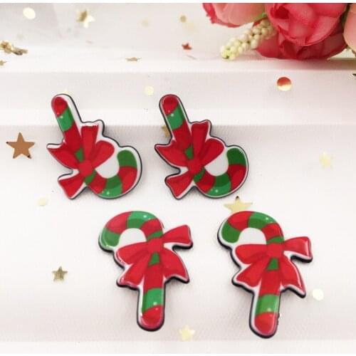 Kawaii Colorful Christmas Magic wand Flat Back Acrylic Sheet Miniature Pattern 8 Pcs Applique DIY Scrapbook Home Decor Crafts