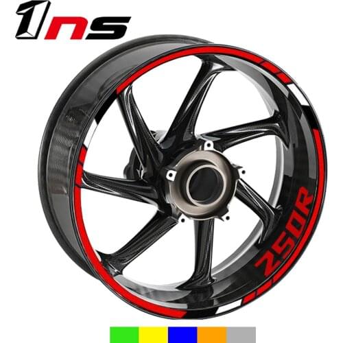 NEW Wheel Tire Stickers Reflective Rim Tape Decals Front Rear Steel Ring Sticker Full Set For Kawasaki Ninja 250R Ninja250R 250