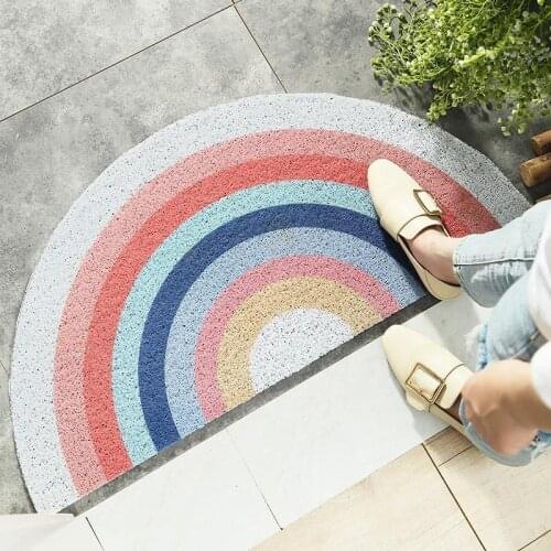 Cartoon Sand Scraping Rainbow Door Entrance Welcome Mat Hallway Bath Nonslip Rug Dust Removal Carpet Wire Loop Footpad Doormat