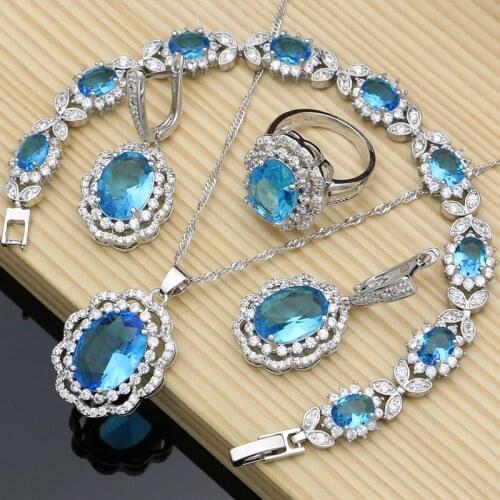 Cubic Zirconia Bridal Jewelry Sets 925 Sterling Silver Decorations Women Earrings Fashion Party Gift for Her Dubai Jewelry kits