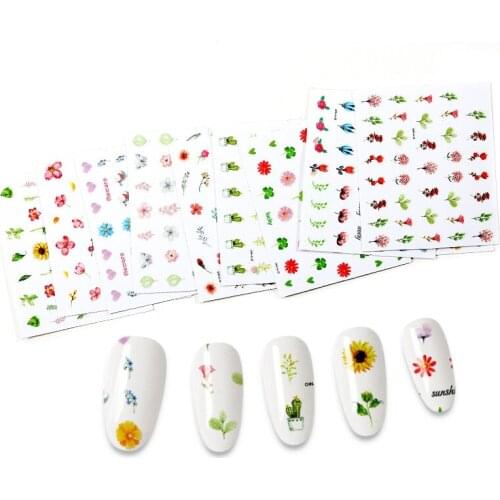 10sheet Stickers For Nails Colorful Nail Art Design Mix Flower Sunflower Bird Butterfly Water Sliders Nail Stickers Manicure Set