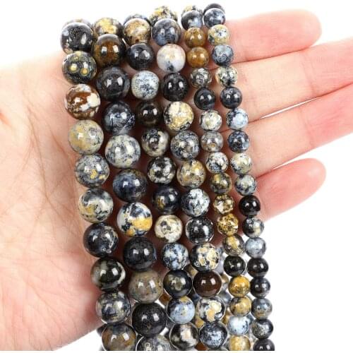Natural Stone Beads Blue Ocean Round Loose Beads for Jewelry Making Needlework Bracelet DIY 4-12 MM