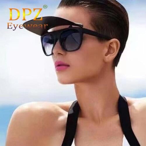 2021 NEW Luxury brand womens personality monolithic flip sunglasses mens quality retro fashion square sunglasses Oculos De Sol