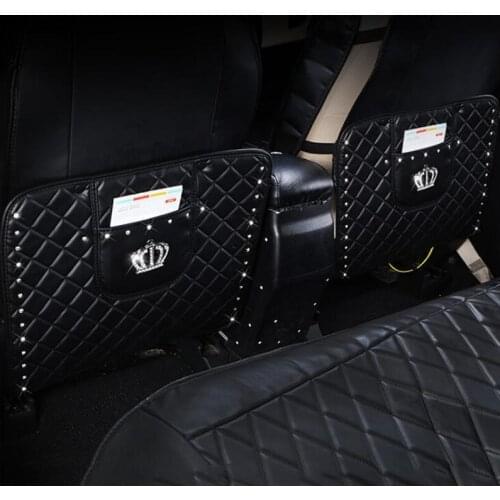 New Arrival New Style Metal Crown Diamond Leather Car Seat Protective Children Anti-Kick Pad For Cars Seat Back