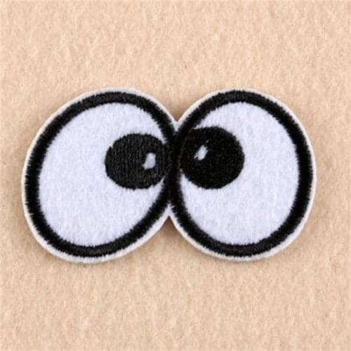 Clothing diy embroidery iron on patch deal with it cartoon eyes biker patches for clothes kids stickers fabric free shipping