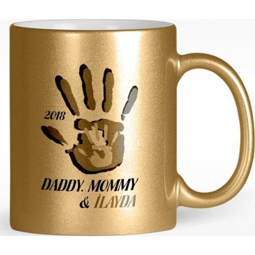 Personalized Dad Mom and I Design Gold Gilded Mug Cup-2
