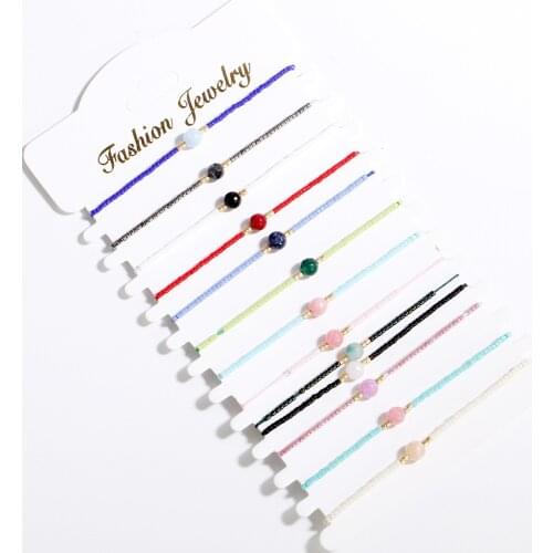 Multicolor Tiny Handmade Bracelet Adjustable Bohemia Natural Stone Beaded Charm Bracelets for Women Friends Beach Jewelry Lovers