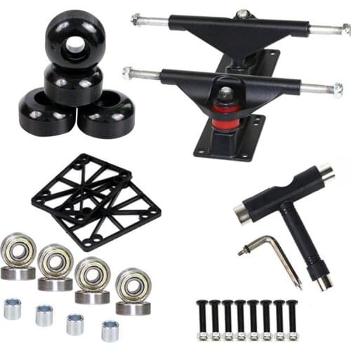 Skateboard Trucks Skateboard Bearings & Wheel Hardware Set With Polished Skateboard Screws Skateboard Pad