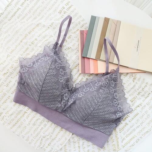 French romantic Sweet lace Seamless bras women lingerie Wire-Free Breathable summer Spaghetti straps Underwear top women Y8398