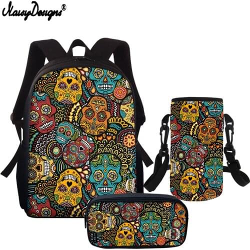 NOISYDESIGNS Fashion Student Backpacks Sugar Skull Printing Personalized Bookbag Travel Back Pack for Teenage Girl Boys Mochilas