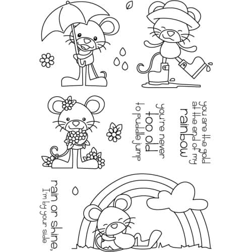 Cute Mouse Transparent Clear Silicone Stamp/Seal for DIY scrapbooking/photo album Decorative clear stamp sheets FXL182