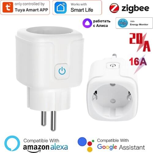 Tuya ZigBee Smart Plug EU 16A Power Monitor Timer Socket outlet Smart Home Wireless Smart life APP voice with Alexa Google Home