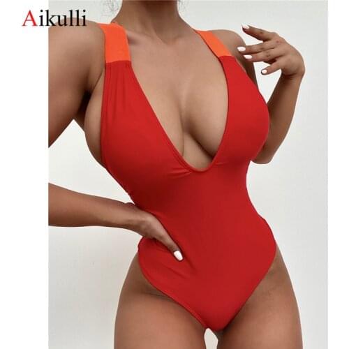 Sexy 4 Colors Splicing Backless One Piece Swimsuit Women Swimwear Female Cross Back Padded Monokini Bather Swim Bathing Suit New