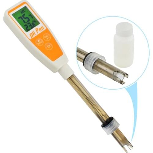 Digital Pen type pH Temperature Water Quality Tester 12cm Probe Self Calibration Long Tube IP65 One Touch Hydroponics Meter