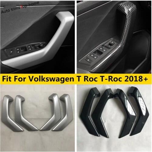 Yimaautotrims Inner Door Handle Armrest Decoration Cover Trim Fit For VW Volkswagen T-Roc 2018 - 2021 Matte / Carbon Fiber Look