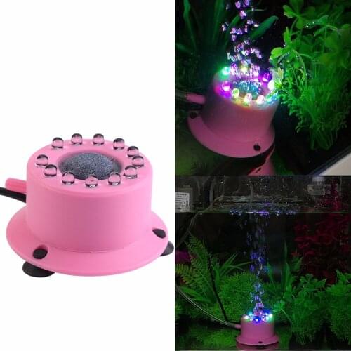 W Mini Colorful 12 LED Bubble Lamp Diving Bubble 100-240V 1W Plastic Air Curtain Bubbles Stone Aquarium Fish EU Plug