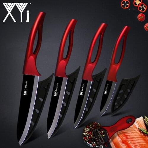 XYj Kitchen Knife Ceramic Knife Cooking Set 3" 4" 5" 6" inch + Peeler Beauty Blade Paring Fruit Vege Chef Knife Kitchen Tools