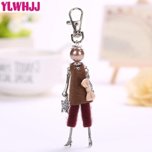 YLWHJJ Brand Doll fairy Handmade Cute Brown Women keychain Car Girl Pendant fashion Bag key chain jewelry Butterfly accessories