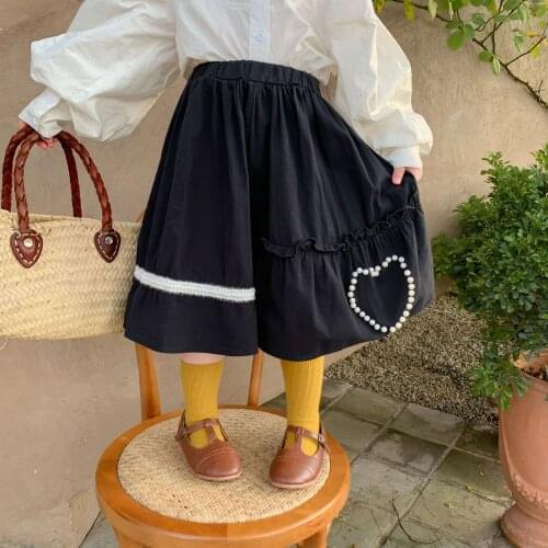 Girls' Skirt 2021 Autumn New Cute Sweet Love Nail Bead Korean Half Skirt Childrens Design Sense Irregular Cute Skirt