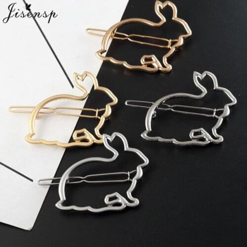 Jisensp Lovely Zinc Alloy Hollow Rabbit Shape Women Girls Hair Clip Clamp Fashion Jewelry Hair Accessories Birthday Gift