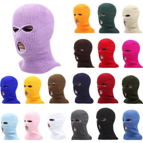 Full Face Cover Ski Mask Hat 3 Holes Balaclava Army Tactical CS Windproof Knit Beanies Bonnet Winter Warm Unisex Caps