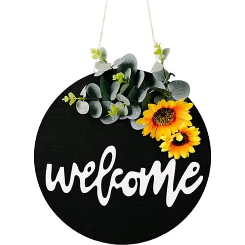 Greenery Rustic Wreath Door Hanger American Country Wooden Welcome Number Plate Home Decor Diameter 30CM Sign Porch Hanging