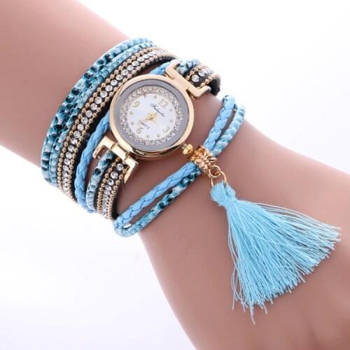 Fulaida High Quality Fashion Round Dial Quartz Watch Women Multilayer Tassel Pendant Wristwatch Women Bracelet Watch 91693