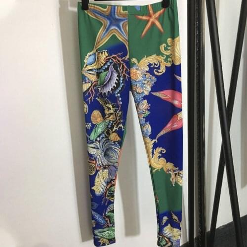 Sea Creature Printing High Waist Stretch Slim Leggings Anime Print Fashion Vintage Long Pants Women Summer New 2021 Clothes