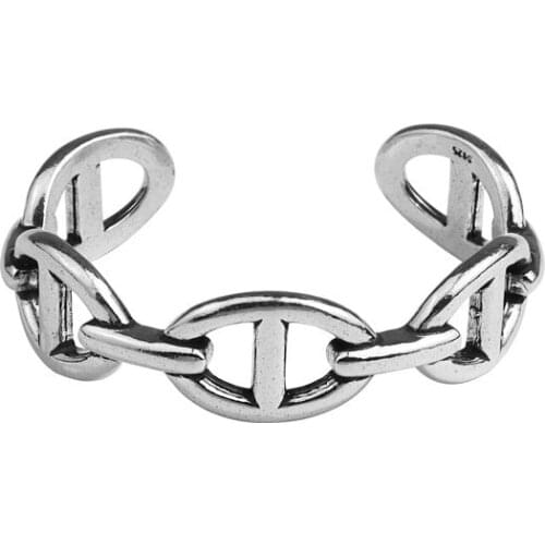 POTCET Korea 2021 Fashion Trend Womens Pig Nose Open Bracelets Geometry Retro Punk Personality Bracelet Jewelry Free Shipping