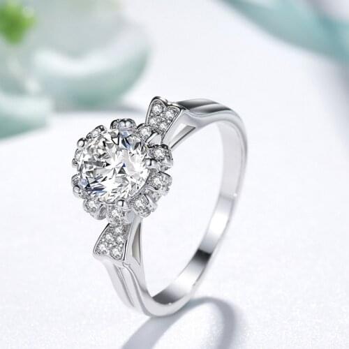Wedding S925 Sterling Silver Flower Diamond Rings for Women Jewlery Organiser CROWN Wedding Rings Couples Fashion Silver Luxury