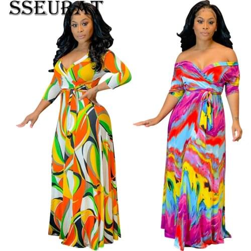 SSEURAT Women Off Shoulder Long Sleeve V-neck High Bodycon Dress Sexy Club Party Dresses Vestidos