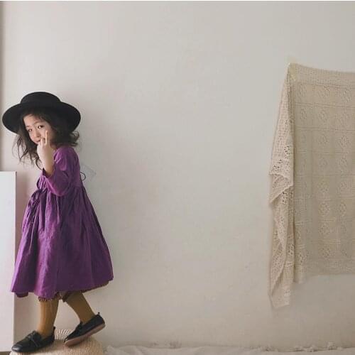 2021 Korea style girls printed dress fashion cotton spring girls dresses