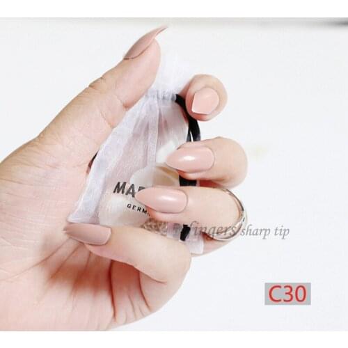 2020 24pcs The New Solid color pointed hand finger false nail.Fashion must be Khaki C30