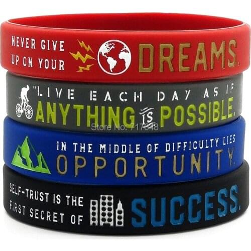 40PCS Anything is Possible, Success, Dreams, Opportunity wristband silicone bracelets free shipping by epacket A