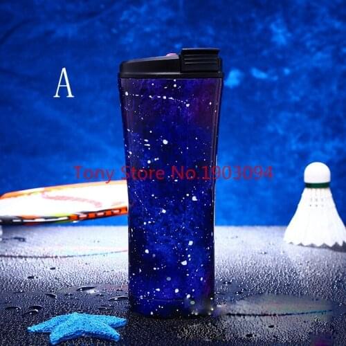 40PCS17oz/500ml starry sky straws cups Double Wall Stainless Steel Vacuum Insulated Travel Mug Beer Glass Splash Proof Cup