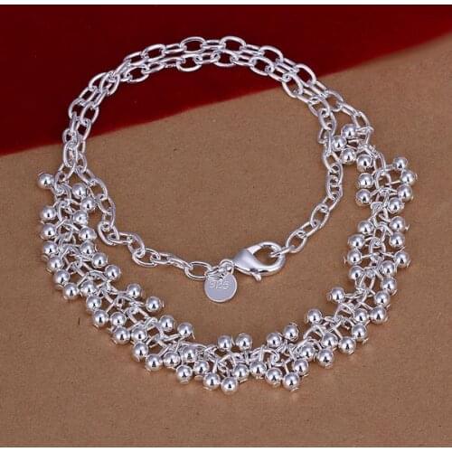 925 Sterling Silver Necklaces Classic Jewelry 18 Inches Beautiful smooth beads grape necklace for Women Party Christmas Gifts