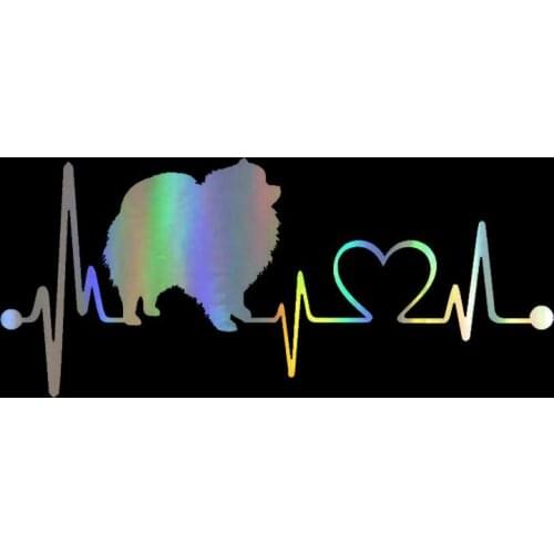 Car Sticker 3D 17.8*7.6CM Pomeranian Dog Heartbeat Lifeline Decal Sticker On Car Funny Stickers and Decals Vinyl Car Styling
