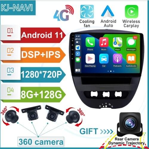 For Peugeot 107 Toyota Aygo Citroen C1 2005 2016 - 2014 6+128GB Android 11 CARPLAY Car Player Radio Video Stereo GPS Multimedia