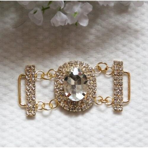 Free Shipping 20pcs/lot 2.4'' Rhinestone Bikini Connector Shoe Buckle Apparel Rhinestone Connector Headband Connector RC059