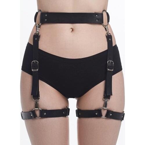 CKMROLS Sexy Women Strap Bdsm Bondage Harness Erotic Punk Harajuku Sword Belt Thigh Stocking Womens Leather Leg Harness Garters